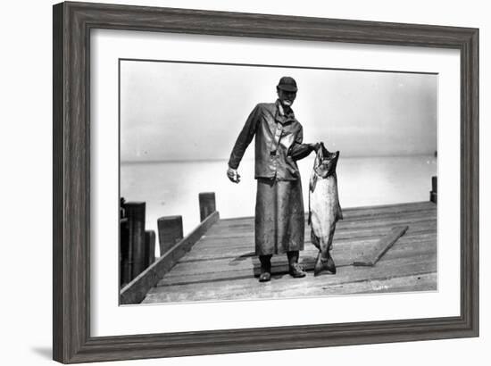 Cannery Worker with Salmon, Circa 1909-Asahel Curtis-Framed Giclee Print