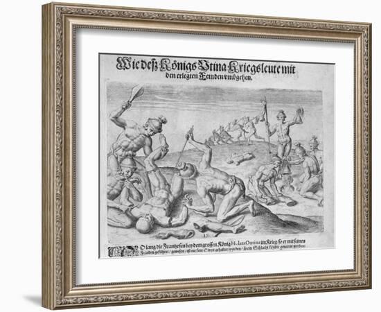 Cannibalism, Engraved by Theodor De Bry-John White-Framed Giclee Print