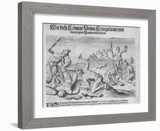 Cannibalism, Engraved by Theodor De Bry-John White-Framed Giclee Print