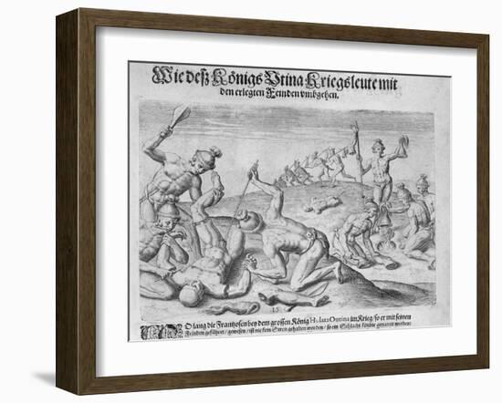 Cannibalism, Engraved by Theodor De Bry-John White-Framed Giclee Print