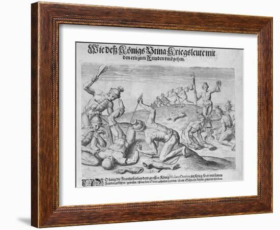 Cannibalism, Engraved by Theodor De Bry-John White-Framed Giclee Print