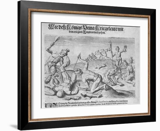 Cannibalism, Engraved by Theodor De Bry-John White-Framed Giclee Print