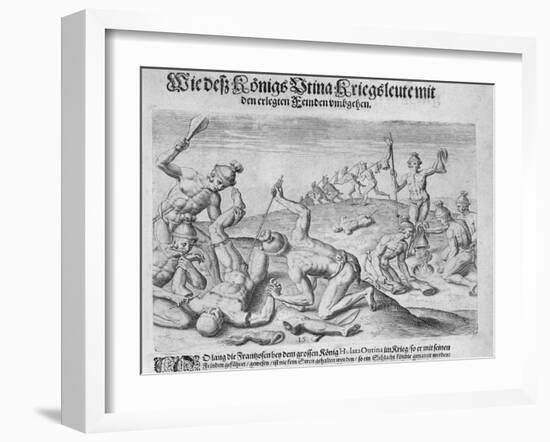 Cannibalism, Engraved by Theodor De Bry-John White-Framed Giclee Print