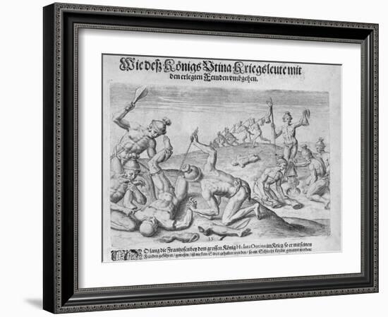 Cannibalism, Engraved by Theodor De Bry-John White-Framed Giclee Print