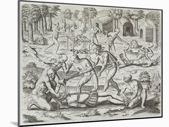 Cannibals in Darien, Panama, Capturing Spaniards, Gottfried, Pub. Merian, Frankfurt, 1631-Theodor de Bry-Mounted Giclee Print