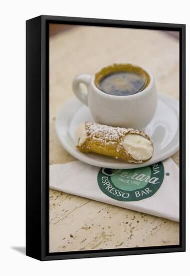 Cannoli and Espresso at Ferrara's Pasticceria Espresso Bar in Little Italy, New York-null-Framed Premier Image Canvas