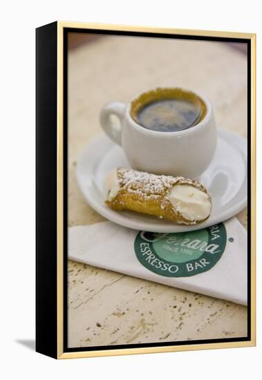 Cannoli and Espresso at Ferrara's Pasticceria Espresso Bar in Little Italy, New York-null-Framed Premier Image Canvas