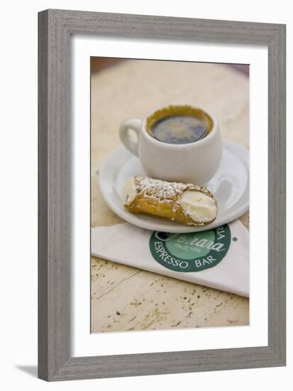 Cannoli and Espresso at Ferrara's Pasticceria Espresso Bar in Little Italy, New York-null-Framed Photographic Print