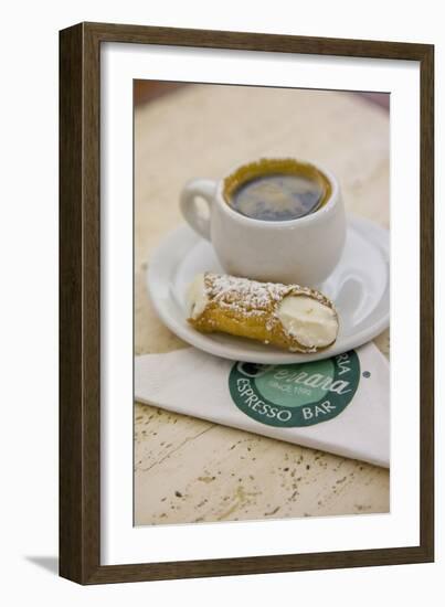 Cannoli and Espresso at Ferrara's Pasticceria Espresso Bar in Little Italy, New York-null-Framed Photographic Print