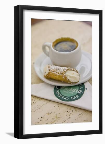 Cannoli and Espresso at Ferrara's Pasticceria Espresso Bar in Little Italy, New York-null-Framed Photographic Print