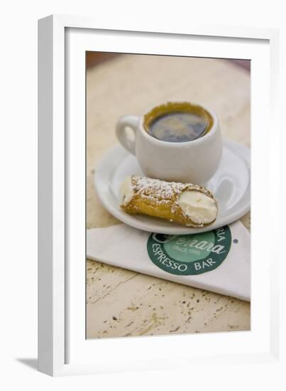 Cannoli and Espresso at Ferrara's Pasticceria Espresso Bar in Little Italy, New York-null-Framed Photographic Print