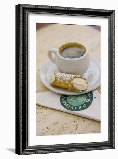 Cannoli and Espresso at Ferrara's Pasticceria Espresso Bar in Little Italy, New York-null-Framed Photographic Print