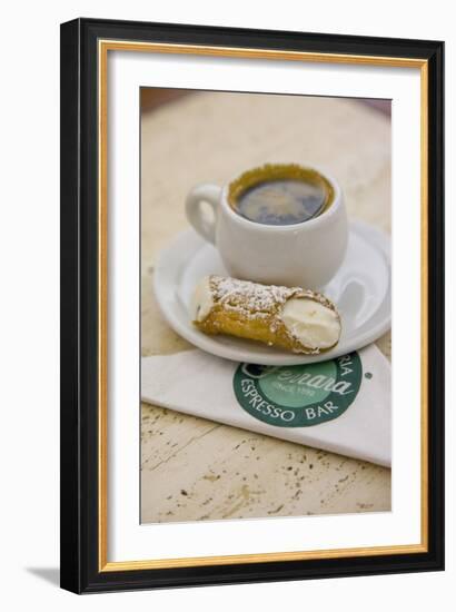 Cannoli and Espresso at Ferrara's Pasticceria Espresso Bar in Little Italy, New York-null-Framed Photographic Print