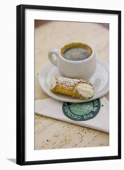 Cannoli and Espresso at Ferrara's Pasticceria Espresso Bar in Little Italy, New York-null-Framed Photographic Print