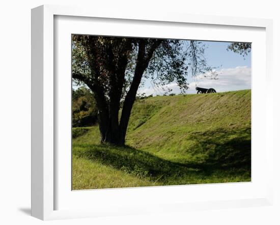 Cannon Atop a Redoubt at Yorktown Battlefield, Virginia-null-Framed Photographic Print