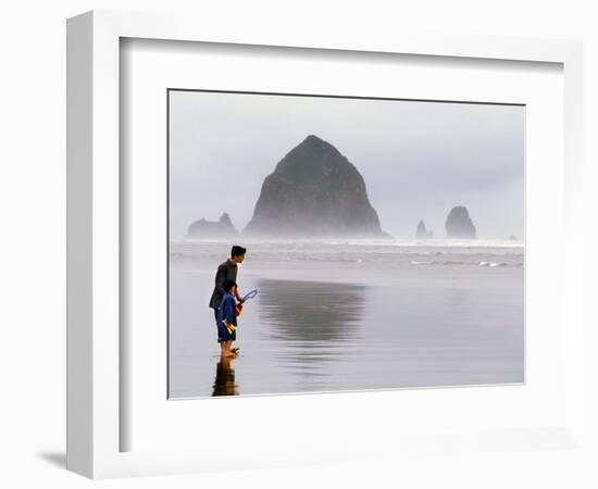 Cannon Beach and Haystack Rock, Oregon Coast, USA-Janis Miglavs-Framed Photographic Print