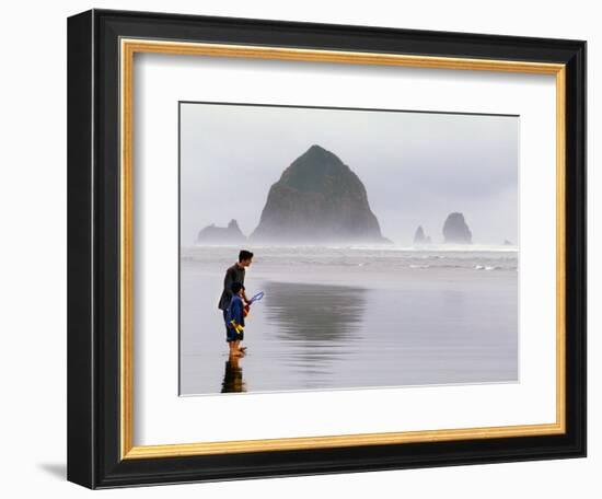 Cannon Beach and Haystack Rock, Oregon Coast, USA-Janis Miglavs-Framed Photographic Print