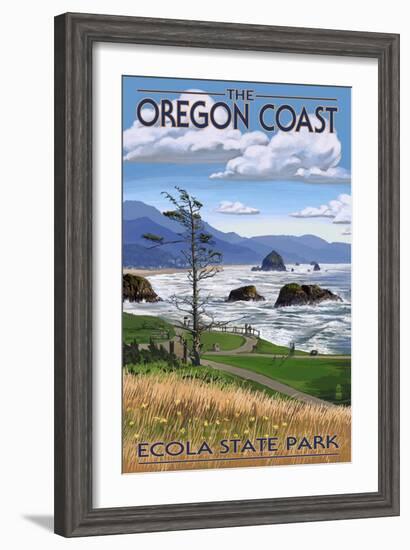 Cannon Beach from Ecola State Park, or, c.2009-Lantern Press-Framed Art Print