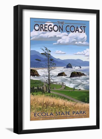 Cannon Beach from Ecola State Park, or, c.2009-Lantern Press-Framed Art Print