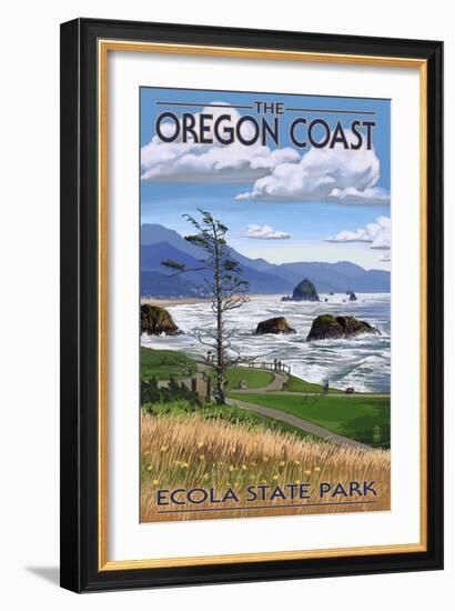 Cannon Beach from Ecola State Park, or, c.2009-Lantern Press-Framed Art Print