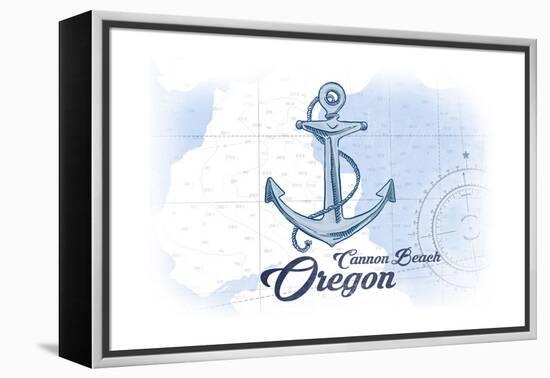 Cannon Beach, Oregon - Anchor - Blue - Coastal Icon-Lantern Press-Framed Stretched Canvas