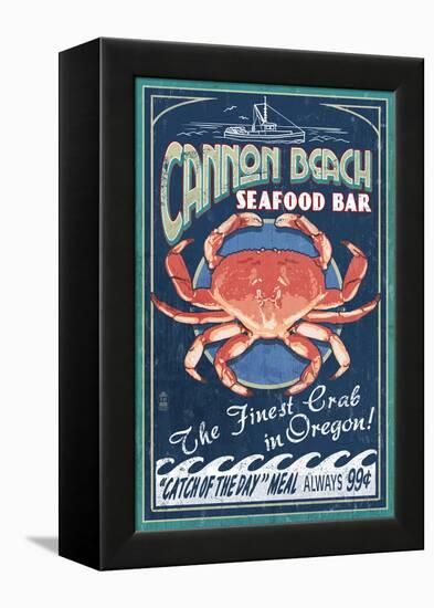 Cannon Beach, Oregon - Dungeness Crab-Lantern Press-Framed Stretched Canvas