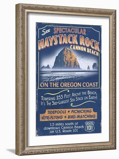 Cannon Beach, Oregon - Haystack Rock-Lantern Press-Framed Art Print