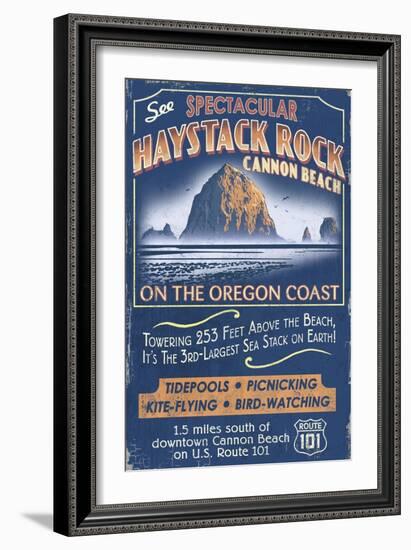 Cannon Beach, Oregon - Haystack Rock-Lantern Press-Framed Art Print