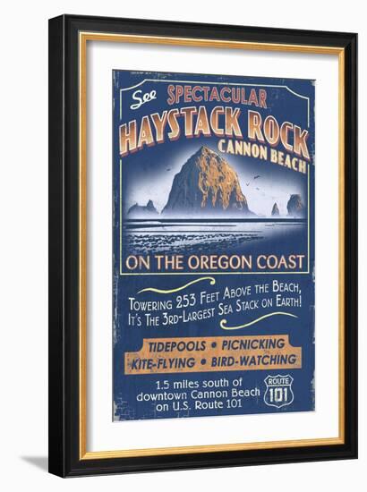 Cannon Beach, Oregon - Haystack Rock-Lantern Press-Framed Art Print