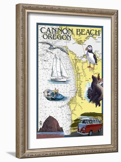 Cannon Beach, Oregon - Nautical Chart-Lantern Press-Framed Art Print