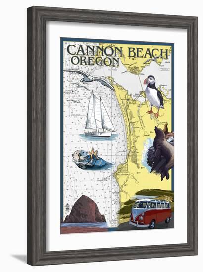 Cannon Beach, Oregon - Nautical Chart-Lantern Press-Framed Art Print