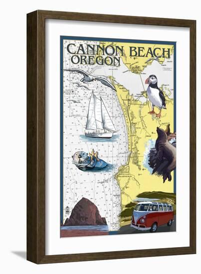 Cannon Beach, Oregon - Nautical Chart-Lantern Press-Framed Art Print