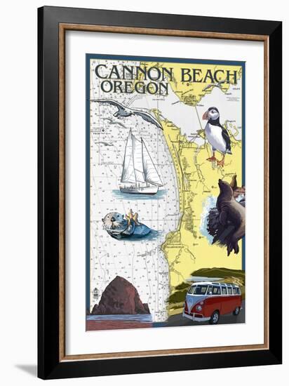 Cannon Beach, Oregon - Nautical Chart-Lantern Press-Framed Art Print