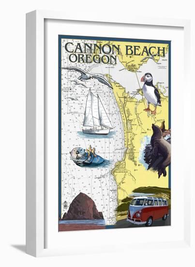 Cannon Beach, Oregon - Nautical Chart-Lantern Press-Framed Art Print