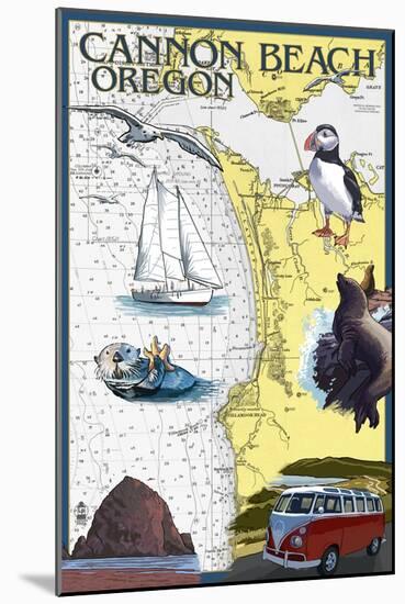 Cannon Beach, Oregon - Nautical Chart-Lantern Press-Mounted Art Print
