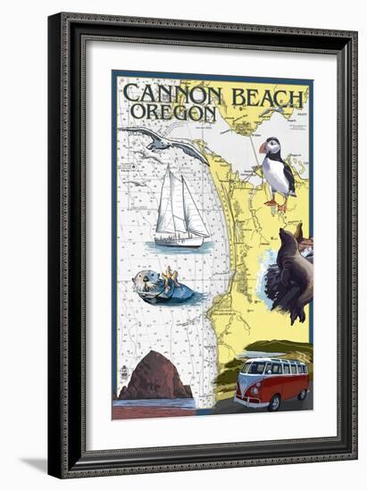 Cannon Beach, Oregon - Nautical Chart-Lantern Press-Framed Art Print