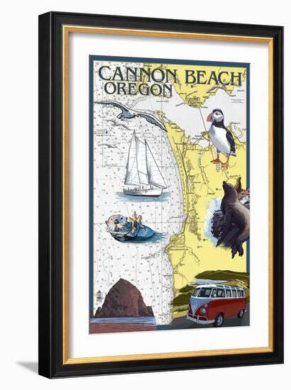 Cannon Beach, Oregon - Nautical Chart-Lantern Press-Framed Art Print