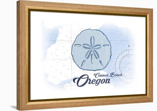 Cannon Beach, Oregon - Sand Dollar - Blue - Coastal Icon-Lantern Press-Framed Stretched Canvas