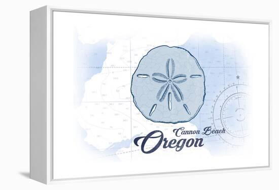 Cannon Beach, Oregon - Sand Dollar - Blue - Coastal Icon-Lantern Press-Framed Stretched Canvas
