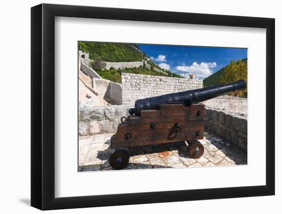 Cannon on the Great Wall, Ston, Dalmatian Coast, Croatia-Russ Bishop-Framed Photographic Print