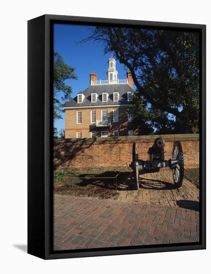 Cannon Outside Governor's Palace, Williamsburg, Virginia, USA-Walter Bibikow-Framed Premier Image Canvas