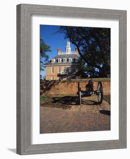 Cannon Outside Governor's Palace, Williamsburg, Virginia, USA-Walter Bibikow-Framed Photographic Print