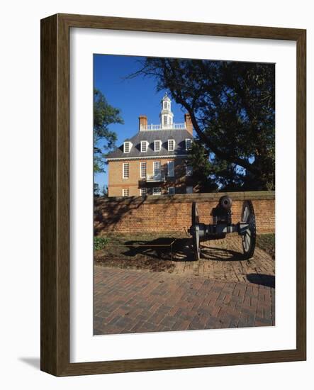 Cannon Outside Governor's Palace, Williamsburg, Virginia, USA-Walter Bibikow-Framed Photographic Print