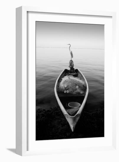 Canoe And A Heron-Moises Levy-Framed Photographic Print