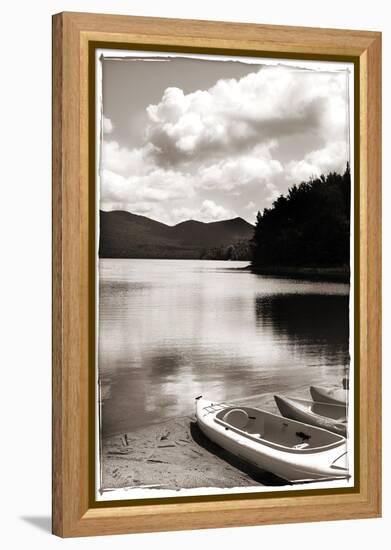 Canoe and Three Kayaks Sepia-Suzanne Foschino-Framed Premier Image Canvas
