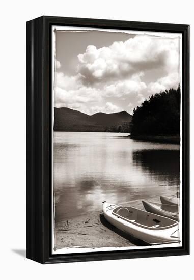 Canoe and Three Kayaks Sepia-Suzanne Foschino-Framed Premier Image Canvas