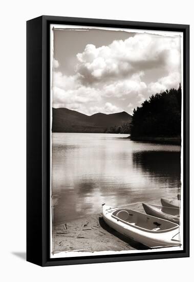 Canoe and Three Kayaks Sepia-Suzanne Foschino-Framed Premier Image Canvas