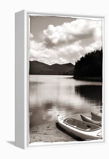 Canoe and Three Kayaks Sepia-Suzanne Foschino-Framed Premier Image Canvas