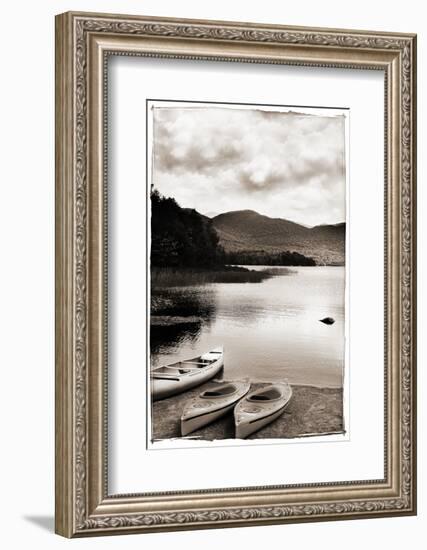 Canoe and Two Kayaks Sepia-Suzanne Foschino-Framed Photographic Print