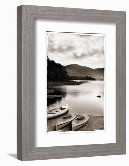 Canoe and Two Kayaks Sepia-Suzanne Foschino-Framed Photographic Print